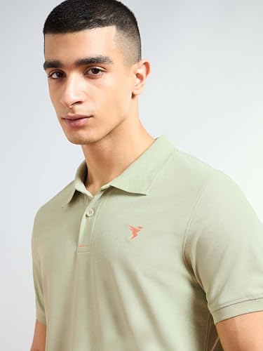 Image of TECHNOSPORT Mens Slim Fit Self-Design Half Sleeve Polo T-Shirt for with Matpiq for Sports and Regular Uses