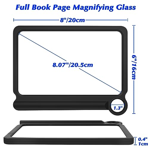 NZQXJXZ 30X 5X Magnifying Glass for Reading, Large and Lightweight Magnifier, Provide Full Book Page Viewing Area, Perfect Handheld Magnifier for Reading Small Prints and Low Vision, Black