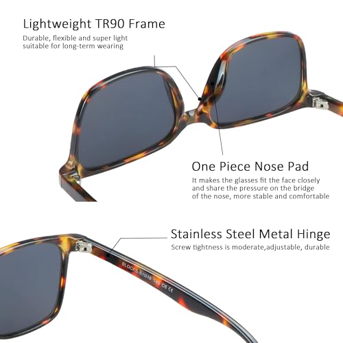 Image of Polarized Sunglasses Vintage Square for Men and Women Protection Shades 3 Pack (Marble+Black White+Tortoise, No Magnification)
