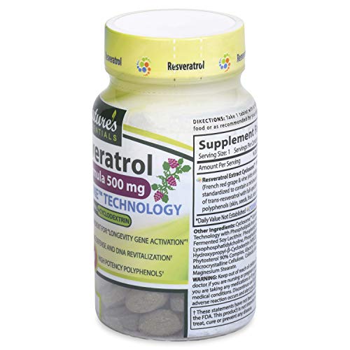 Vitamínicos, resvitale resveratrol 500mg Marca NATURE'S ESSENTIALS (3)