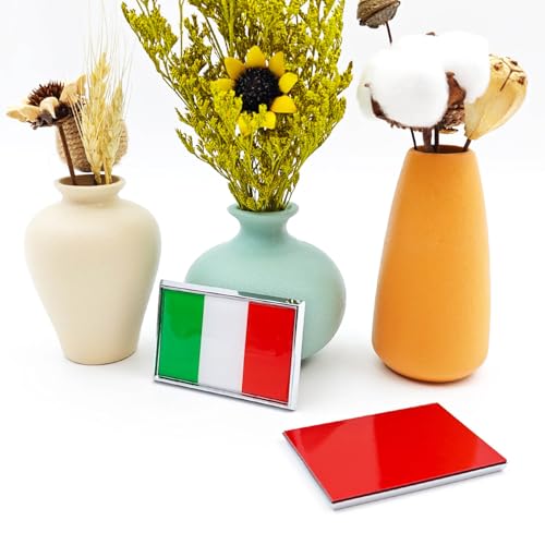 Image of Italy Flag Sticker Emblem Italian Decal Car Chrome Flags, 2 Pack, 3 x 2 inches