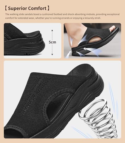 Womens Orthopedic Platform Slides Sandals with Arch Support Ladies Comfortable Walking Open Toe Plantar Fasciitis Slip On for Summer4