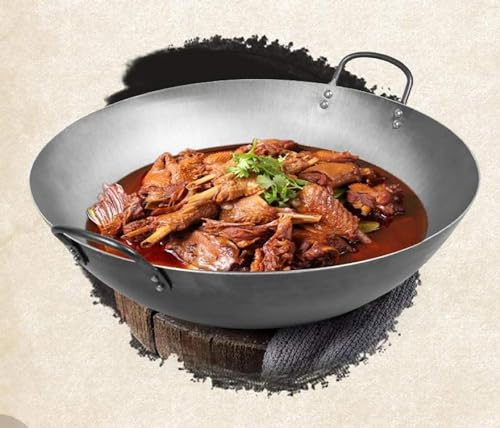 Wok grande en acero al carbono martillado a mano 40 cm miniatura 2