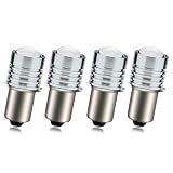 Ruiandsion 4 lampadine a LED P13.5S da 1,5 W 150 LM 3 V LED di ricambio per torcia elettrica faro lanterna, bianco