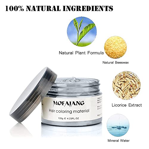Silver Grey Hair Spray Color Temporary, Hair Coloring Wax Dye, Instant Hair Clay For Men And Women, Natural Hair Dye Gray Hair Spray For Halloween Hair Style, Party, Cosplay, Christmas #TOP2