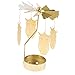 Produktbild joyMerit Weihnachten Windmühle Dekor Rotierende Kerze Teelichthalter Candlestick Ornament Schneeflocken, Elf, Stern, Herz, Baum, Rentier Vergoldet - Eule