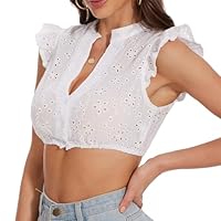 tanzdunsje Dirndl Bluse Damen Weiß Dirndlbluse Trachtenbluse Damen Kurzarm V-Ausschnitt für Oktoberfest S-XXL (DE/NL/SE/PL, Alphanumerisch, M, Regular, Regular, Weiß)