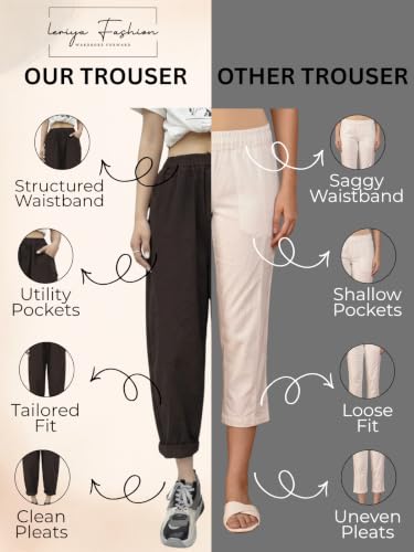 Image of Leriya Fashion Trouser for Women High Waist Wide Leg | Grey Trousers Office Wear Pleated Korean Pants for Womens | Loose Fit Korean Baggy Trouser Pant