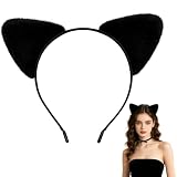 DYDBO Black Cat Ears Halloween Furry Headband Black Cat Costume Accessories