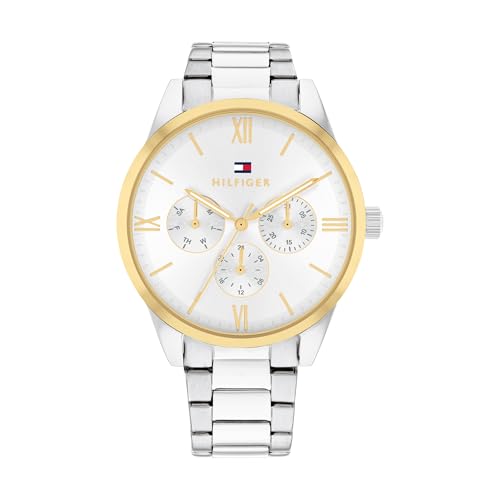 Tommy Hilfiger Multi Zifferblatt Quarz Uhr für Damen mit Silbernes Edelstahlarmband - 1782744
