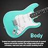 SONICAKE 39" Electric Guitar Full-Size Lightweight Body Classic SS Pickup Tremolo Bridge Rounded Fret Ends Heel Adjustment Truss Rod, Green #3