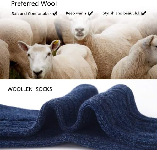 Jeasona 5 Pairs Wool Socks Women Ladies Winter Socks Warm Socks for Women Boot Socks Christmas Stocking Stuffer for Mum Grandma