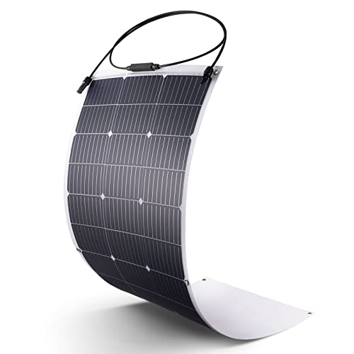 Flexible Solar Panel 100W/12V, Monocrystalline Solar Panels, 23% High Convert, Ip68 Waterproof And Lightweight Off-Grid Solar Power System Charger For Marine Camping Rv Cabin Van Car Uneven Surfaces #TOP3