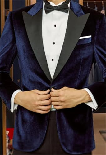 Velvet Men's Suit Jacket One Button Prom Tuxedo for Men Peaked Lapel Blazer Sports Coat for Party Wedding3