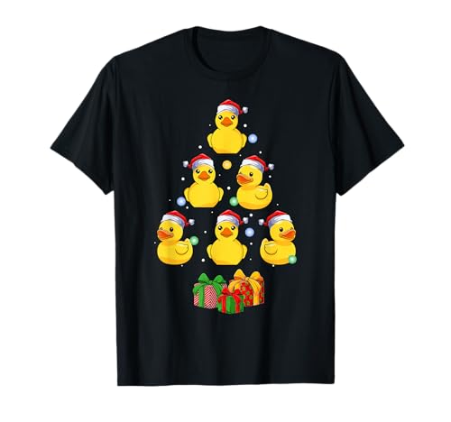 Rubber Duck Christmas Tree Funny Santa Hat Duck Xmas Pajamas T-Shirt