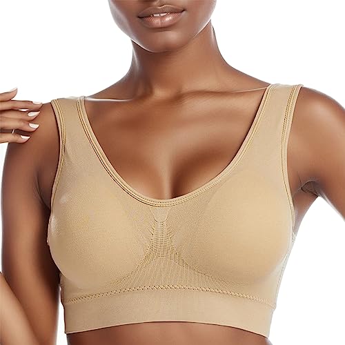 Rrongwn Sujetador deportivo para mujer, tallas grandes, ropa interior, sin costuras, color sólido, sujetador de espalda cruzada, chaleco ultrafino, sujetador de tanque, camisas para yoga, fitness,