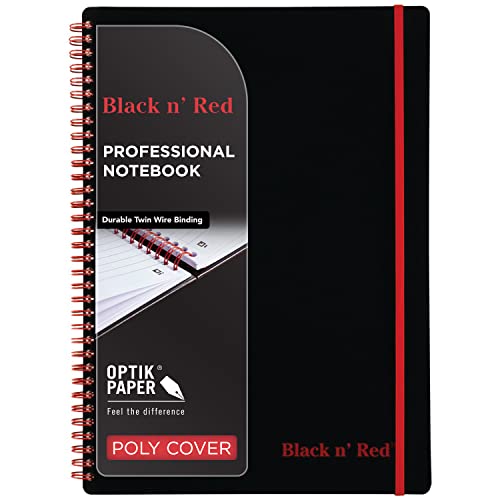 Black N' Red Notebook, Durable Poly Cover, Premium Optik Paper, Scribzee App Compatible, Environmentally Friendly, Spiral Binding, 11-3/4" X 8-1/4", 70 Double-Sided Ruled Sheets, Secure Bungee Closure, 1 Count (E67008) #TOP8