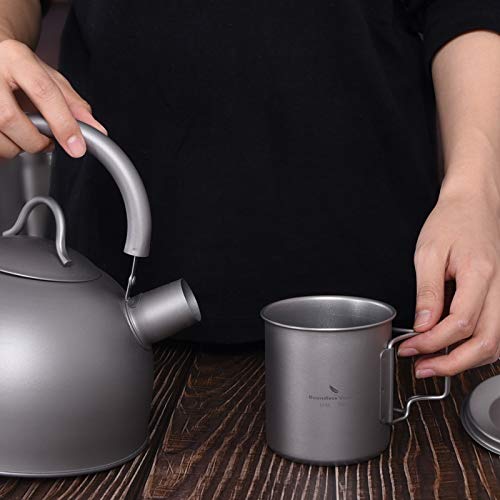 Usharedo Titanium Coffee Mug Titanium Pots Titanium Cup With Foldable Handle Outdoor Camping Water Mug Tableware 14.3Oz/420Ml Ti1518B #TOP6