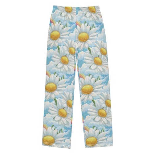 Pajama Bottoms, Pajamas Long Pant Daisy Flower and Rainbow Lounge Wear Casual Sleep Pants Soft Pjs Sleepwear