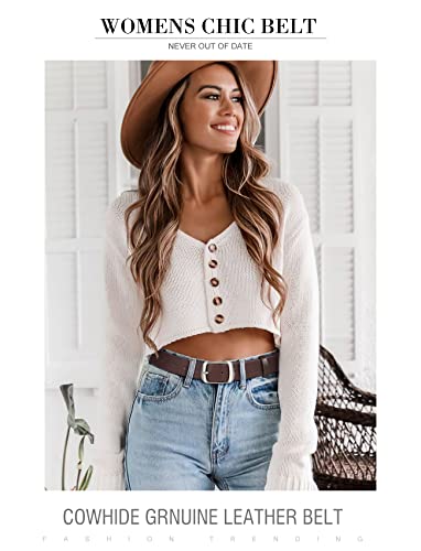 2 Packs Women Leather Belts For Jeans Fashion Leather Ladies Waist Belt Black Coffee Medium #TOP6