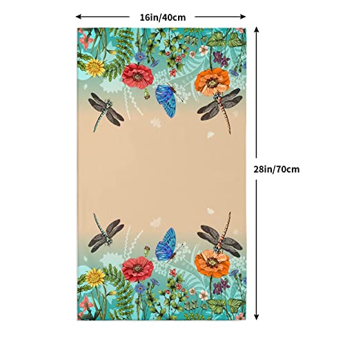 Vunko Dragonflies Butterfly Flowers Kitchen Microfiber Hair Hand Dish Towel Home Soft Highly Absorbent Decorative Dishcloth For Bathroom Beach Hotel Gym Spa Yoga 15.7 X 27.5 Inches #TOP6