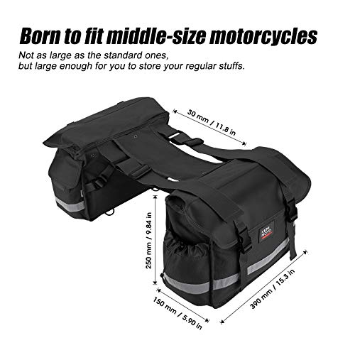 Kemimoto Canvas Motorcycle Saddlebags Soft Throw Over Panniers With Rain Covers Compatible With Sportster Dyna Softail Shadow 750 Vulcan 500 Warrior Vstar 150Cc Scooter Black #TOP3