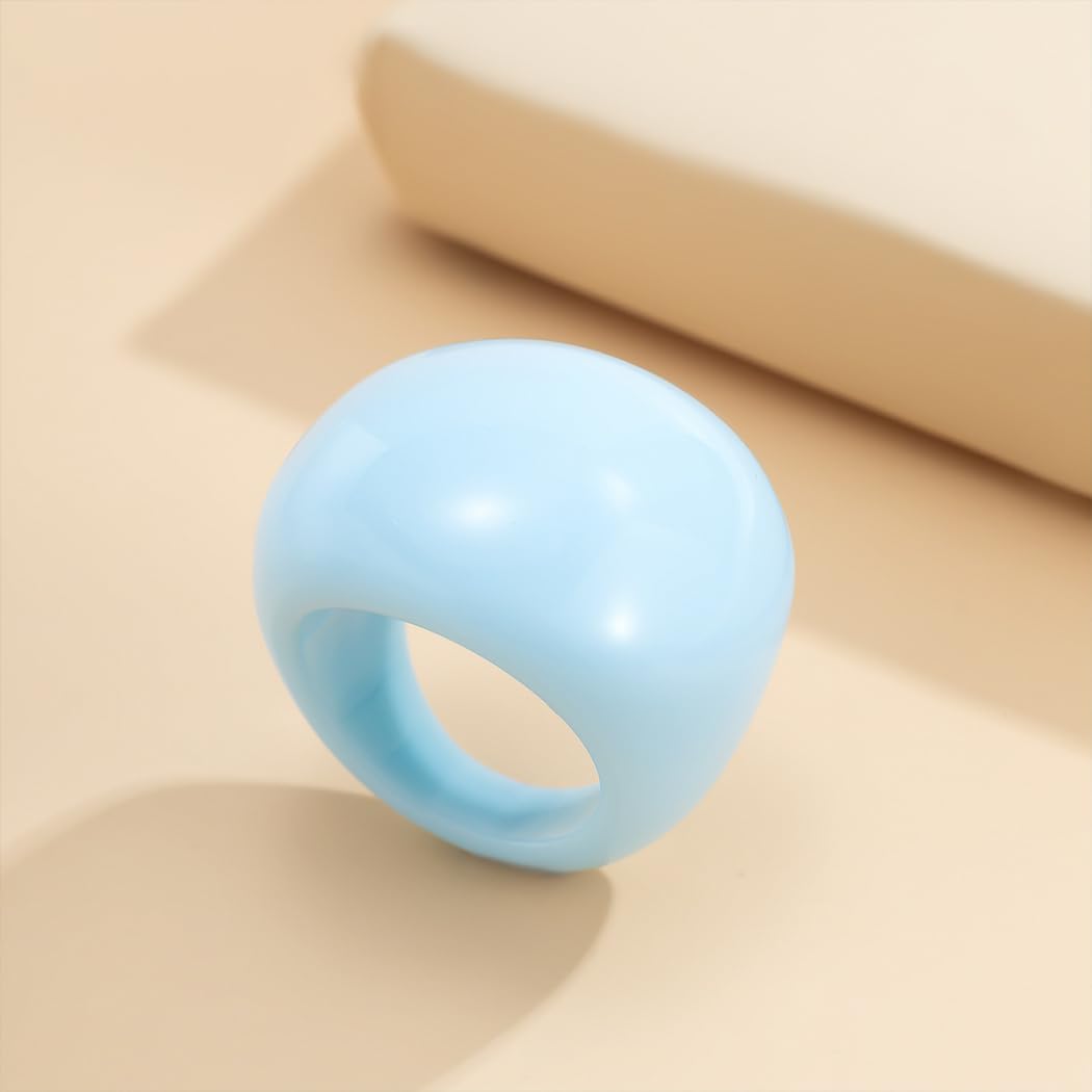 Rrdaily Chunky Acrylic Wide Band Rings for Women, Exaggerated Large Plastic Resin Knuckle Statement Rings Thick Big Finger Jewelry Accessories Gifts - Image 6