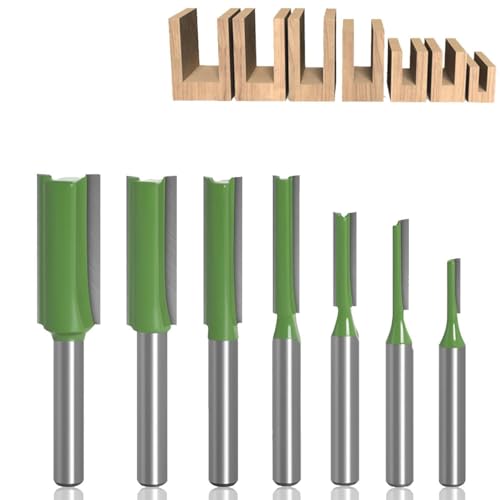 KEWAYO 7 frese per fresa superiore da 6 mm, set di punte dritte, fresa per scanalature, per fresa per legno, fresa per legno (3 mm - 12 mm)