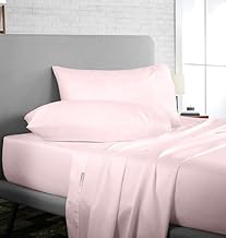 SGI bedding 108x108 Inch Flat Bed Sheet with 2 Pillow Covers 300 Thread Count Egyptian Cotton Pink