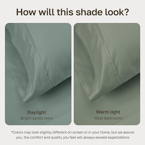 California Design Den 100% Cotton Sheets, Softest Queen Sheet Set, Cooling Sheets for Bed with Deep Pockets, 400 Thread Count Sateen, Bedding Sheets & Pillowcases, Queen Sheets (Sage Green) - 4