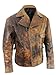 MAFZ Fashion Mens Snake Plissken Kurt Russell Distressed Brown Assymetrical Collar Motorcycle Antique Leather Jacket