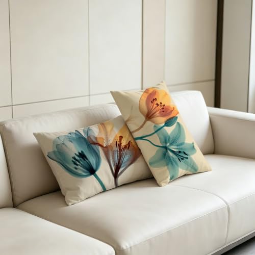Housse coussin 50x70 cm lot de 2 imperméable tulipe fleur