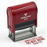 Stempel mit Aufschrift "Handle With Care Do Not Bend", selbstfärbender Gummistempel, Rot
