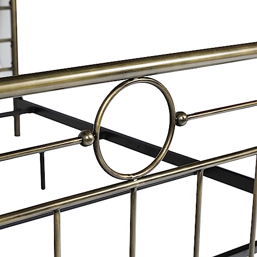 Walker Edison Vintage Antique Metal Iron Pipe King Size Bed Headboard Footboard Bed Frame Bedroom, King, Bronze #TOP6