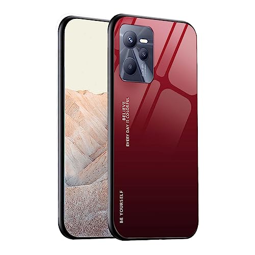 WEIOU Gradient Glass Cover for Realme C35 4G (6.6") Case, Anti-Scratch Tempered Glass Back Cover and Silicone Shockproof TPU frame Bumper Phone Shell - 5