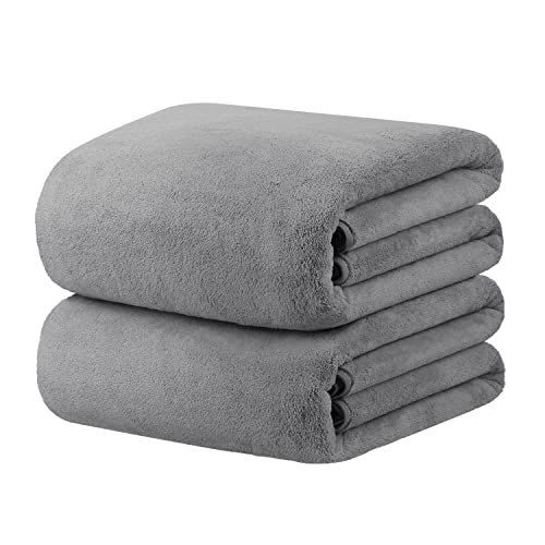 JML Bath Sheet Towels with Hanging Loop, Grey, 35"x70", 2 Pack