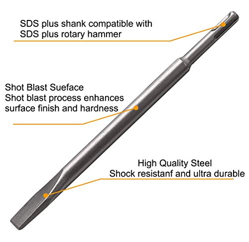 Sds Plus Hammer Drill Chisel Set, Rotary Hammer Bits Set Including Tile Chisel, Grooving Chisel, Scrapping Chisel, Flat Chisel, Point Chisel, Scaling Chisel For Tile Masonry Concrete Brick Stone Work #TOP4