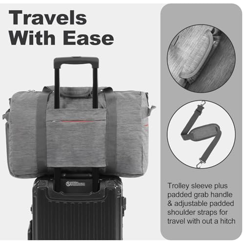 Image of Canway 40L Foldable Duffle Bag for Travel Men & Women Carry On 22 inchx14 inchx9 inch Airline Approved, Small Luggage Overnight Bag with Shoe Compartment, Water-Resistant Gym & Sports Bag