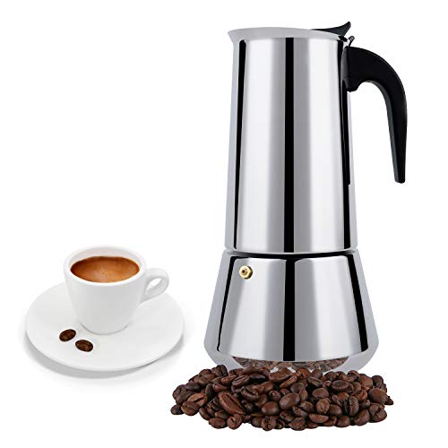 FCUS Stovetop Espresso Maker Moka Pot 12 Cup Percolator Italian Coffee Maker Classic Cafe Maker Stainless Steel Suitable For Induction Cookers