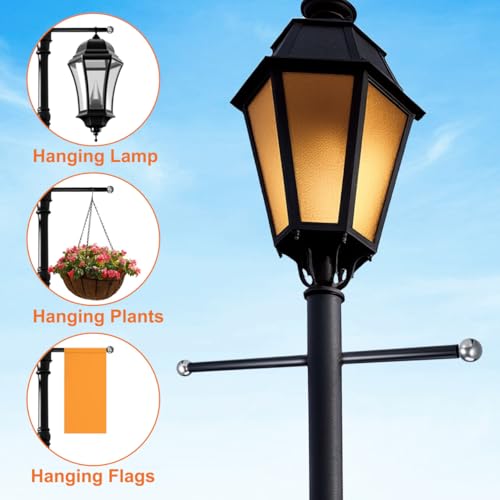 iplusmile Lamp Post Cross Arm Replacement: 22" Cross Arm Ladder Rest Handle with Removable Decorative Spheres for Outdoor Lamp Posts Poles, Sliver by iplusmile - Used condition - Image 3