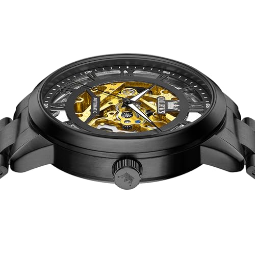 Image of OLEVS Automatic Watches for Men 43MM Skeleton Large Dial 3Hand Self Winding Watch Stainless Steel Dress Luxury Mechanical Waterproof Luminous Wirst Watch Gift