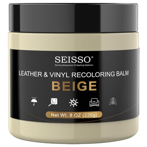 SEISSO Leder Reparatur Set, 200g Lederreparatur Creme, Lederbalsam, Leder-Restaurator, Lederkratzer Reparatur für Gürtel, Schuhe, Autositze, Sofas, Lederpflegebalsam, Beige