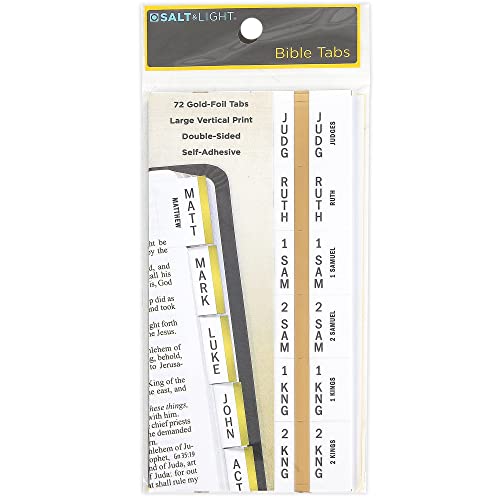Salt & Light, Large Vertical Bible Tabs, Gold, 72 Tabs