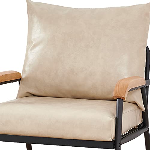 Tukailai Pu Leather Single Sofa Couch, Modern Accent Chair With Solid Wood Armrest And Sturdy Metal Frame, Upholstered Lounge Chair Armchair For Living Room Bedroom Guest Reception (Cream) #TOP4