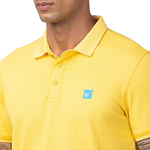 Image of Spykar Men's Slim Fit Polo Neck Half Sleeve Solid Casual T-Shirt