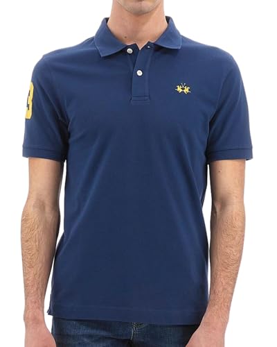 Polo homme La Martina VMP300 marine en coton à manches courtes