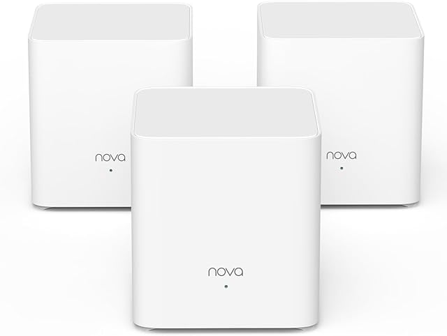 Tenda Nova Mesh WLAN 6, AX1500 Dualband WLAN Mesh Repeater i router kompatybilny z Amazon Alexa, zasięg do 300 m², łatwa instalacja, OFDMA i MU-MIMO, MX3, 3 sztuki w opakowaniu