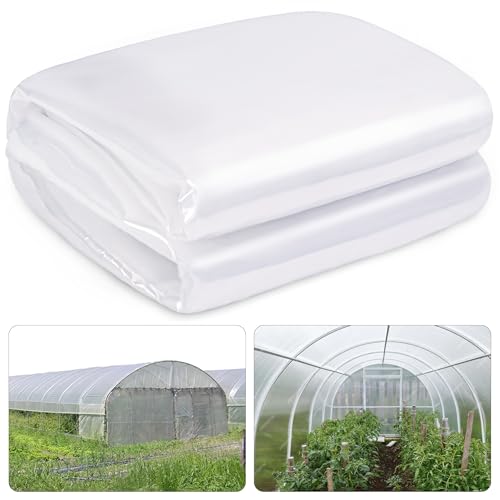 warmfarm 6 Mil Clear Greenhouse Plastic Sheeting,9.8FTx14.8FT Transparent Plastic Film for Greenhouse, Resistant Polyethylene Film for Farm,Garden…