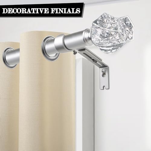 Hotozon TP23013 2 Pack Bling Twisted Translucent Finials With Foils, Decorative Window Treatment Finials For 1 Or 7/8 Inch Curtain Rods, Silver thumb #1