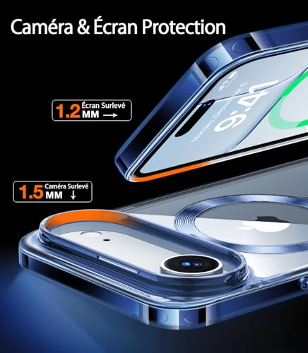 Coque iPhone Air support magnétique rotatif 360 antichoc bleu